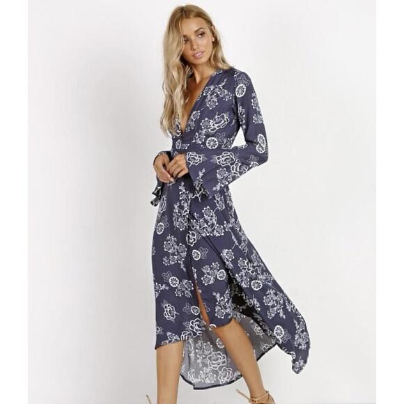 Faithfull the Brand dress 2 navy blue wrap festival lightweight summer wedding - Picture 1 of 6